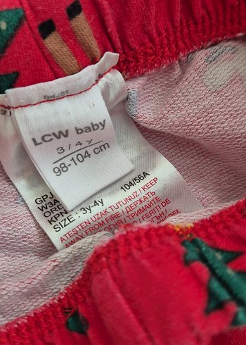 4 Yaş Beden Kız erkek Çocuk Kırmızı yılbaşı Pijama Takımı