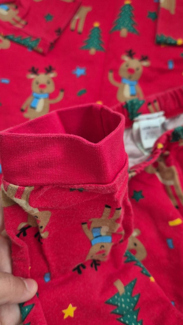 Kız erkek Çocuk Kırmızı yılbaşı Pijama Takımı - Görsel 4