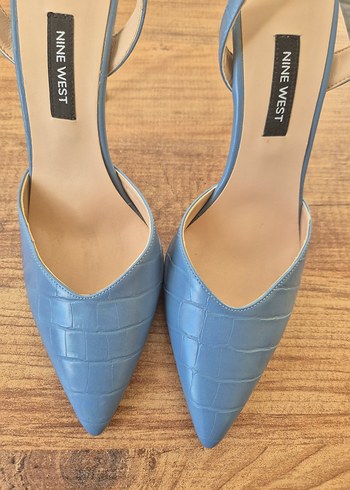 Mavi Parlak Yılan Desenli Stiletto - Görsel 2