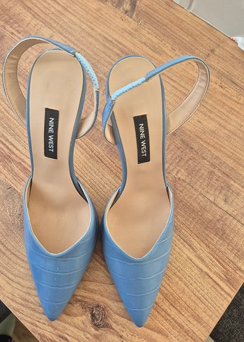 Mavi Parlak Yılan Desenli Stiletto - Görsel 4