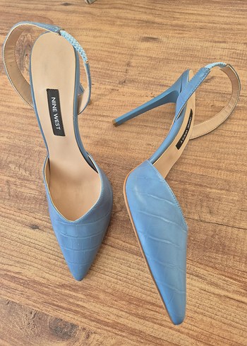 Mavi Parlak Yılan Desenli Stiletto - Görsel 3