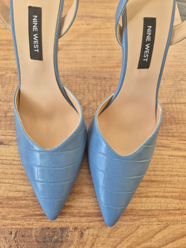 Mavi Parlak Yılan Desenli Stiletto - Görsel 2