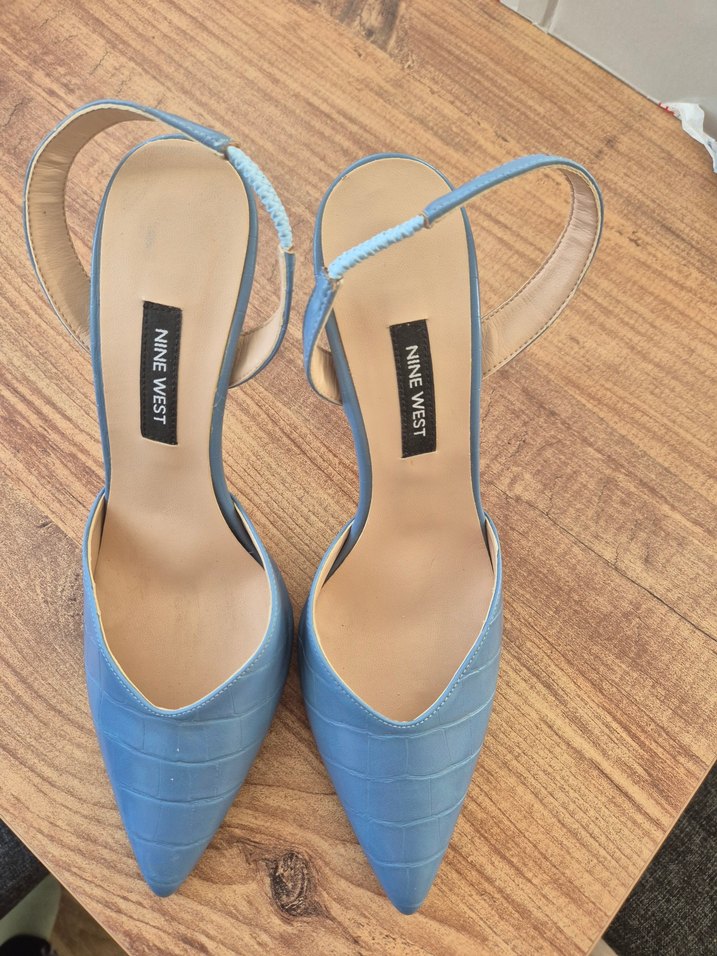 Mavi Parlak Yılan Desenli Stiletto - Görsel 4