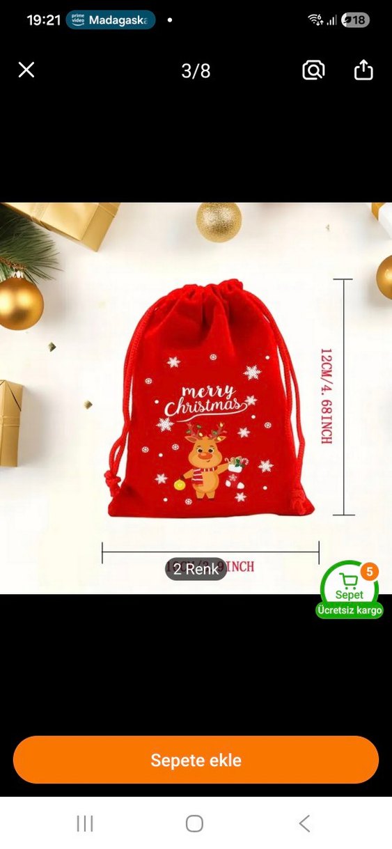 Karışık Kırmızı Yılbaşı Çantası kadife - Görsel 2