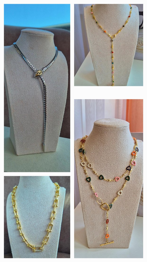Renkli Zincir Detaylı Uzun Kadın Kolyesi - Görsel 2