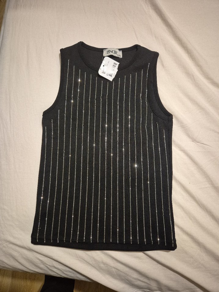 Siyah Payetli Kolsuz Mini Kadın body - Görsel 2