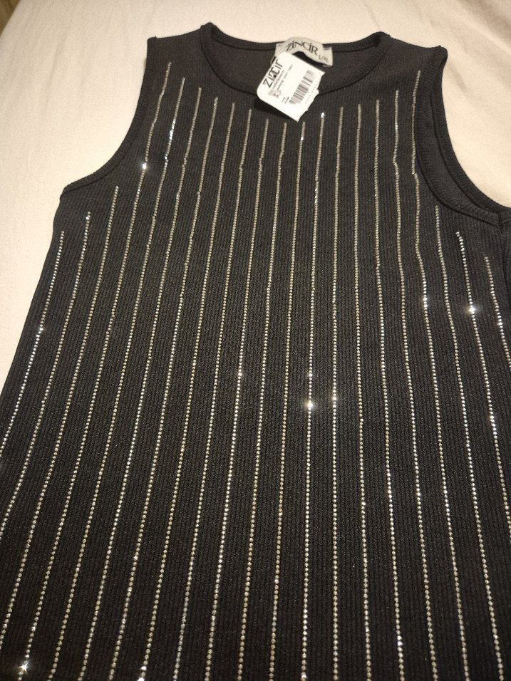 Siyah Payetli Kolsuz Mini Kadın body - Görsel 3