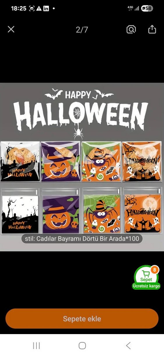 Cadılar Bayramı Temalı kurabiye şeker poşet - Görsel 2