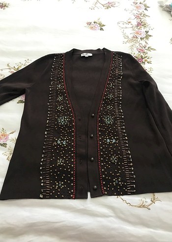 Zara Boncuk İslemeli Kahverengi Bohem Hirka