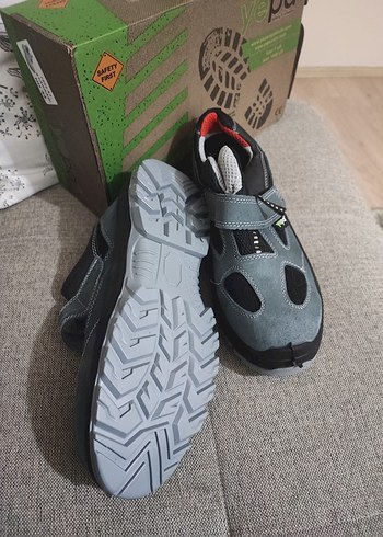 Gri Erkek İş Ayakkabı Velcro Bantlı - Görsel 5