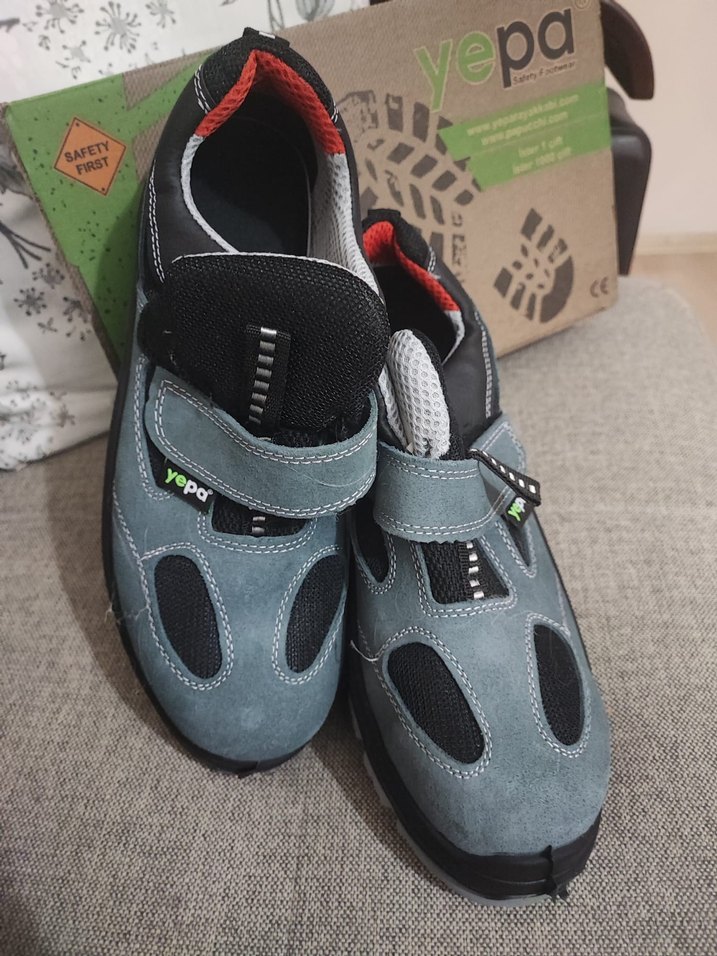 Gri Erkek İş Ayakkabı Velcro Bantlı - Görsel 4