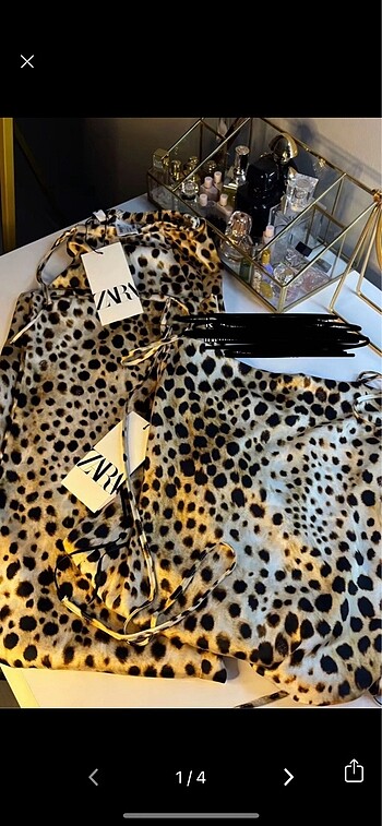 s Beden zara saten leopar pantolon