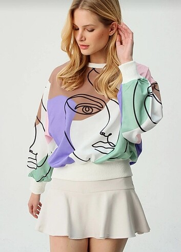 Kadın Bisiklet yaka sweatshirt