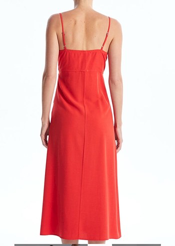 Kırmızı V Yaka Elbise - Görsel 3