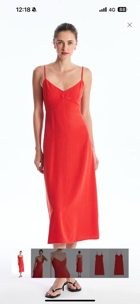 Kırmızı V Yaka Elbise - Görsel 2