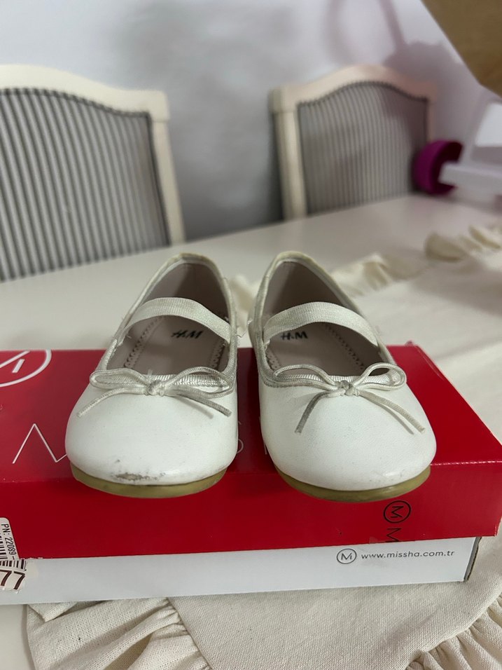 Krem H&M Kız Çocuk Fiyonklu Babet 24 no - Görsel 2