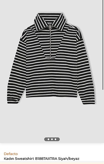 Çizgili Sweatshirt Balıkçı Yaka