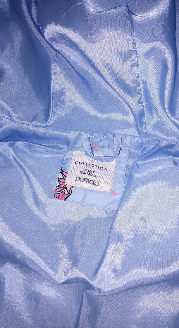 Kız Çocuk Mavi Kapüşonlu Baskılı Yelek - Görsel 2