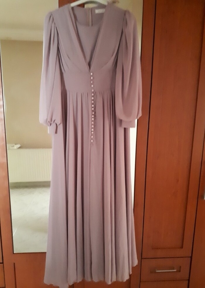 Tesettur abiye sifon elbise - Görsel 2