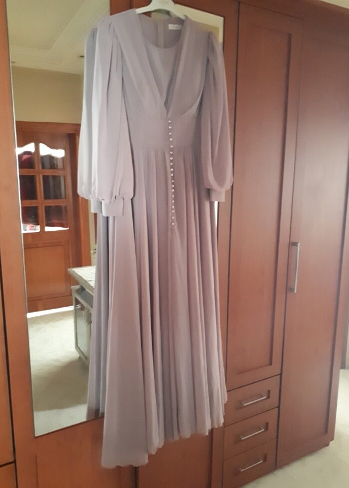 Tesettur abiye sifon elbise - Görsel 3