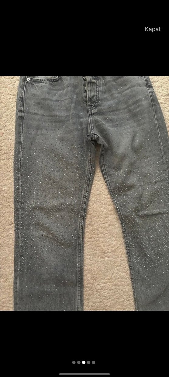 zara taşlı parlak jean - Görsel 3