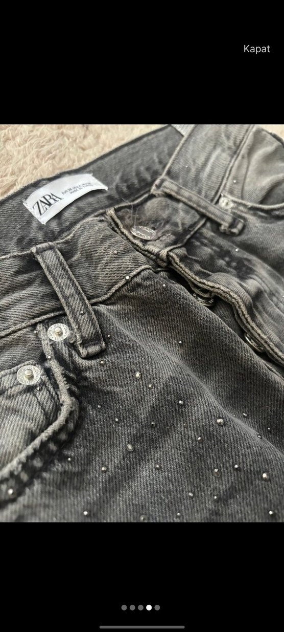 zara taşlı parlak jean - Görsel 4