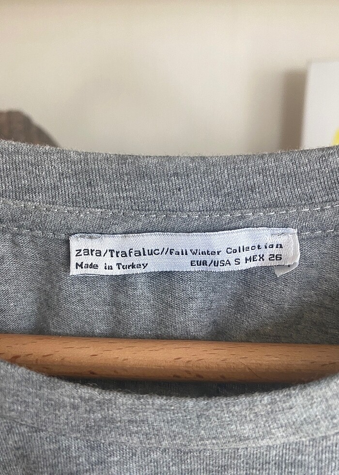 Zara Deri Cepli Gri Tişört - Görsel 2