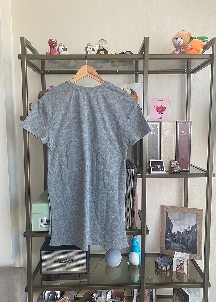 Zara Deri Cepli Gri Tişört - Görsel 3