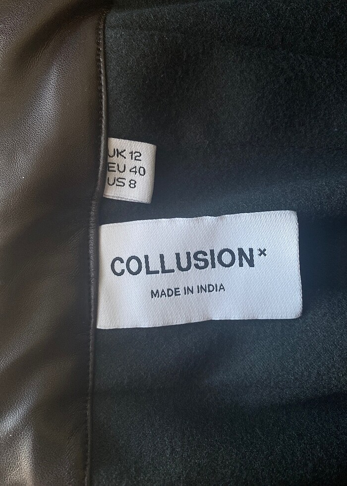 Collusion Suni Kahverengi Deri Pileli Etek - Görsel 2