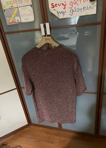 Kahverengi simli kumaş şık elbise.. - Görsel 3