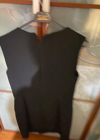 Siyah Drapeli V Yaka Kolsuz Kadın elbise siyah renginde..! - Görsel 2