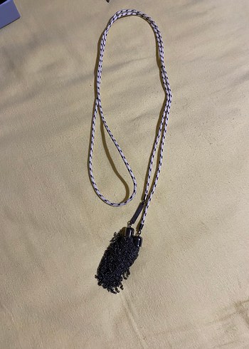 Zara Bohem Siyah Puskullu Uzun Tekstil Kemeri
