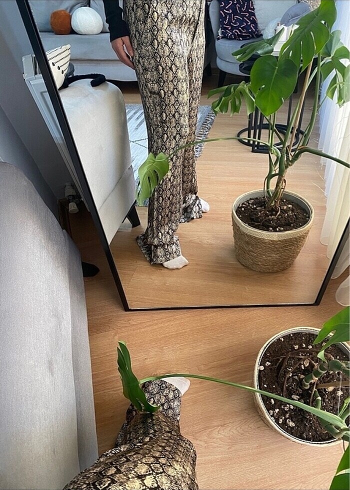 Zara yılan desenli flared pantolon - Görsel 4