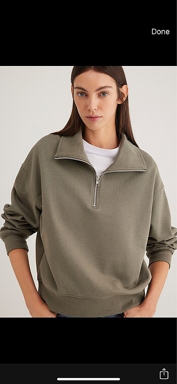 Mavi yarı fermuarlı sweatshirt