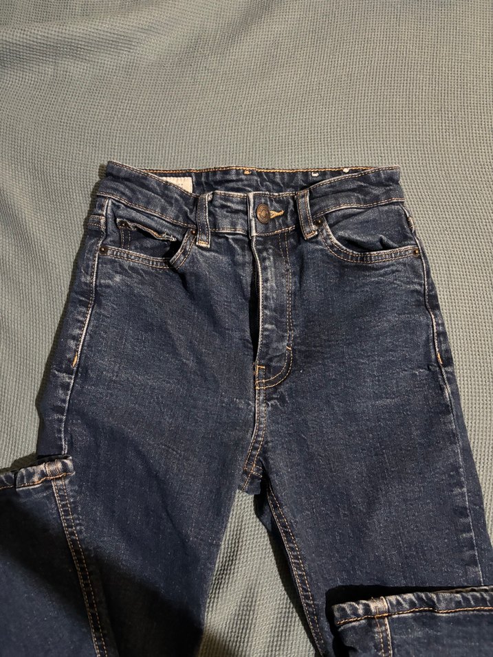 Pull and Bear Koyu Mavi İspanyol Paça Denim Jean — görsel 6/8