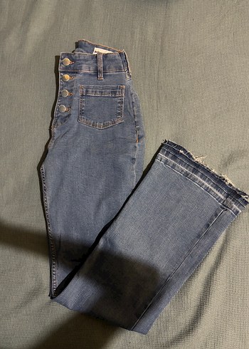 Bershka Yuksek Bel Mavi Denim Jean