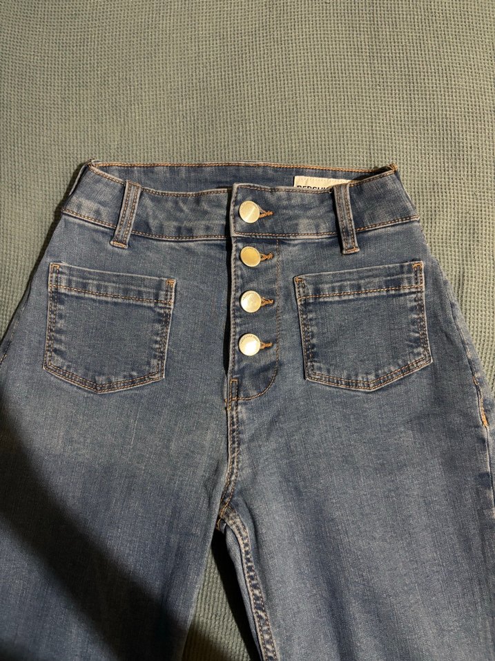 Bershka Yüksek Bel Mavi Denim Jean — görsel 2/5