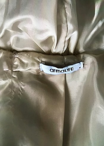 Kapüşonlu, Uzun Kollu Bej Kadın Mont - Görsel 5