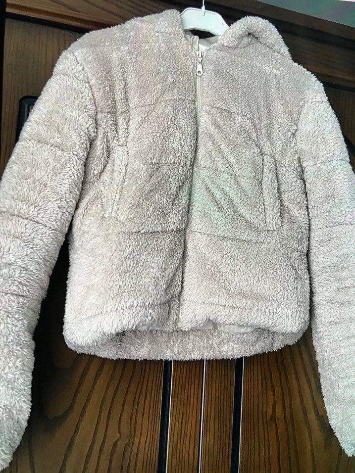 Kapüşonlu, Uzun Kollu Bej Kadın Mont - Görsel 3