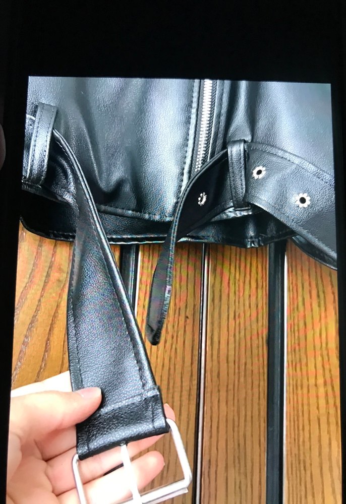 Siyah Mini Deri Biker Ceket - Görsel 5