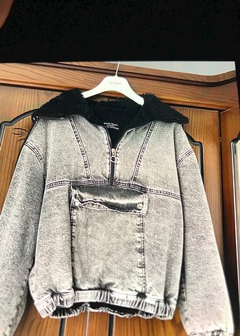 Kadın Gri Tüy Detaylı Denim Ceket - Görsel 2