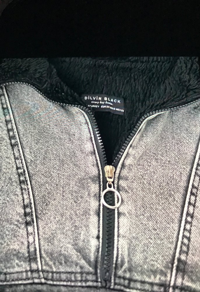 Kadın Gri Tüy Detaylı Denim Ceket - Görsel 3