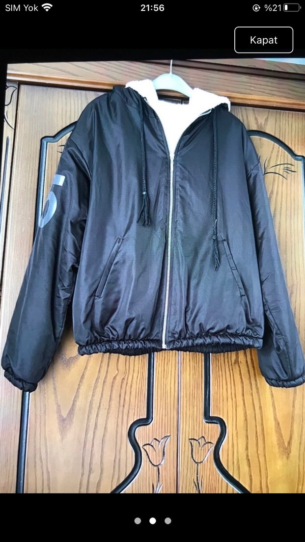 Siyah Kapüşonlu Fermuarlı Kadın Ceket - Görsel 2