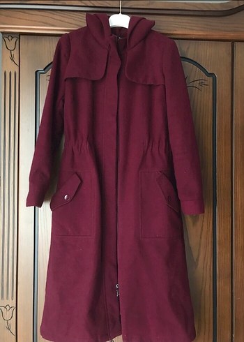 Bordo Uzun Kadın Kaban - Görsel 2