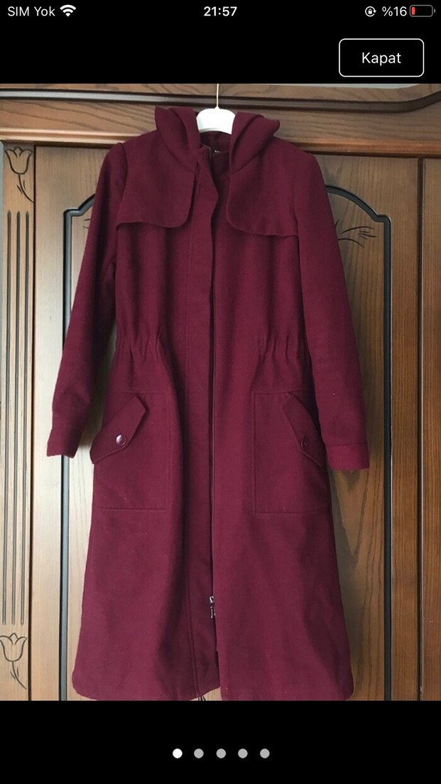 Bordo Uzun Kadın Kaban - Görsel 2