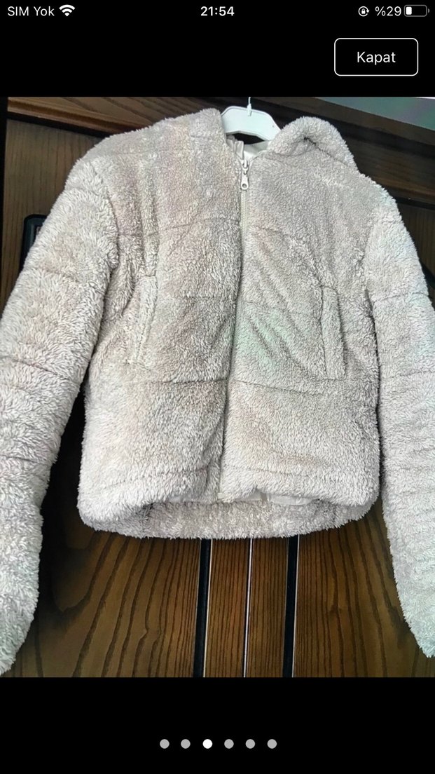 Gri Kadın Kürk Detaylı Sıcak Ceket - Görsel 3