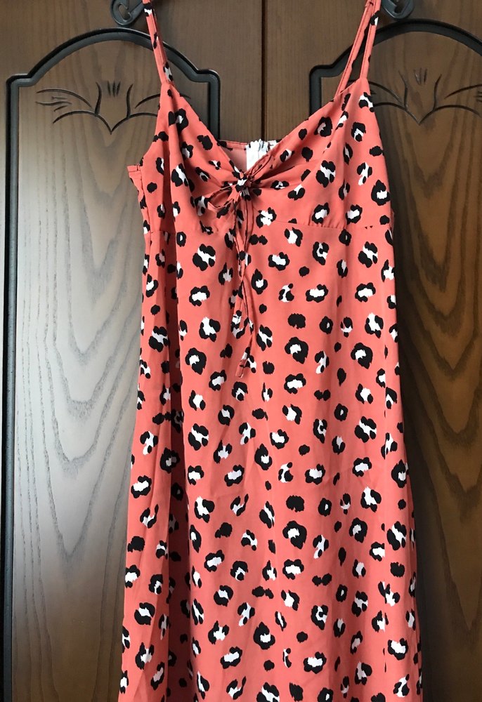 Leopar Desenli Pembe Uzun Askılı Elbise - Görsel 2