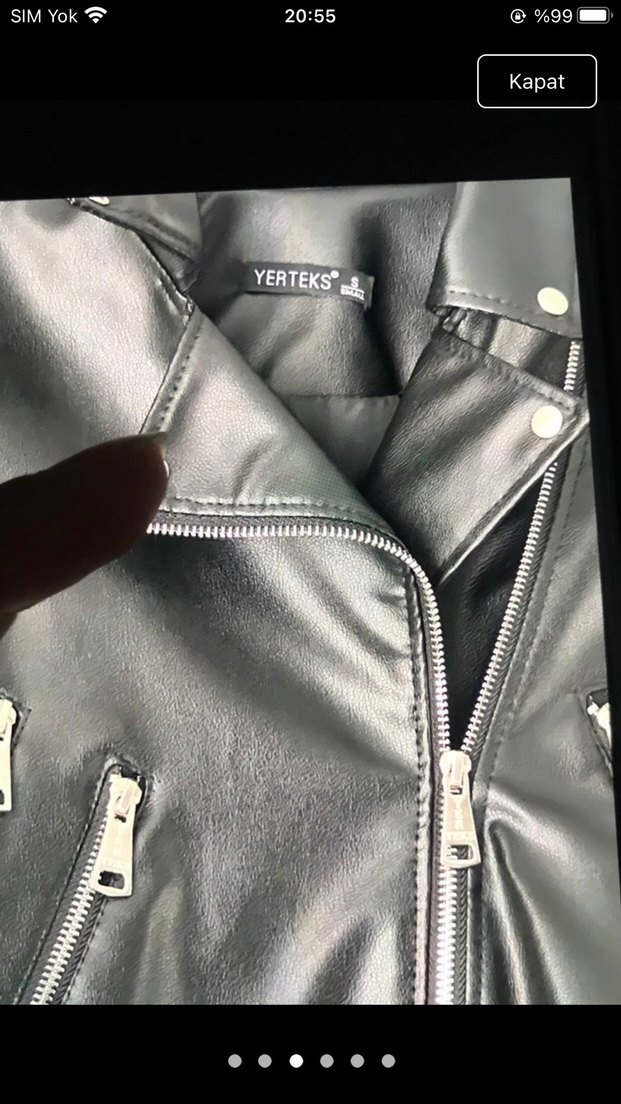 Siyah Mini Biker Deri Ceket - Görsel 3