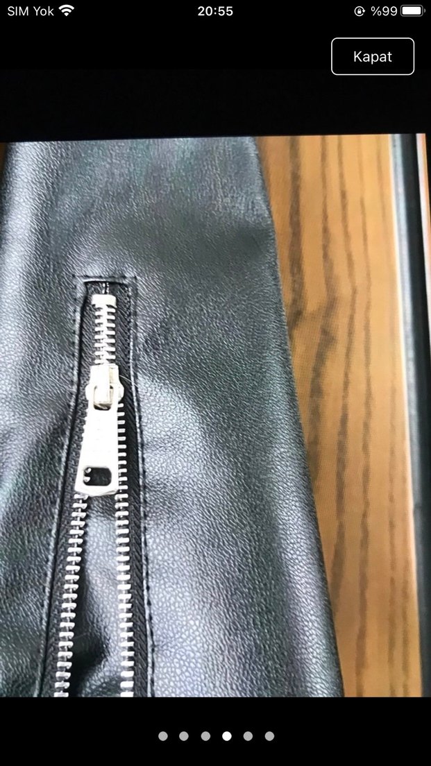 Siyah Mini Biker Deri Ceket - Görsel 4