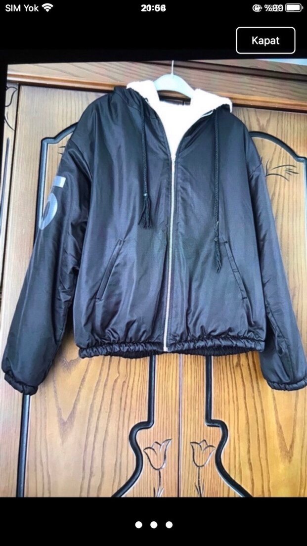 Siyah Kapüşonlu Fermuarlı Kadın Ceket - Görsel 2